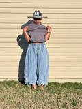 Denim Ruched Wide Leg Pants