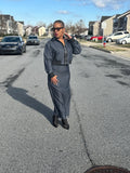 Two piece crop jacket skirt set